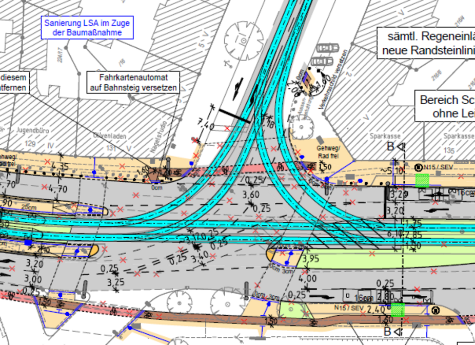 Plan für die Kreuzung Allersberger Str. / Wodanstraße  Plan für die Kreuzung Allersberger Str. / Wodanstraße