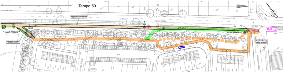 Oelser Straße Südlicher Teil - Straßenplan mit den drei Varianten