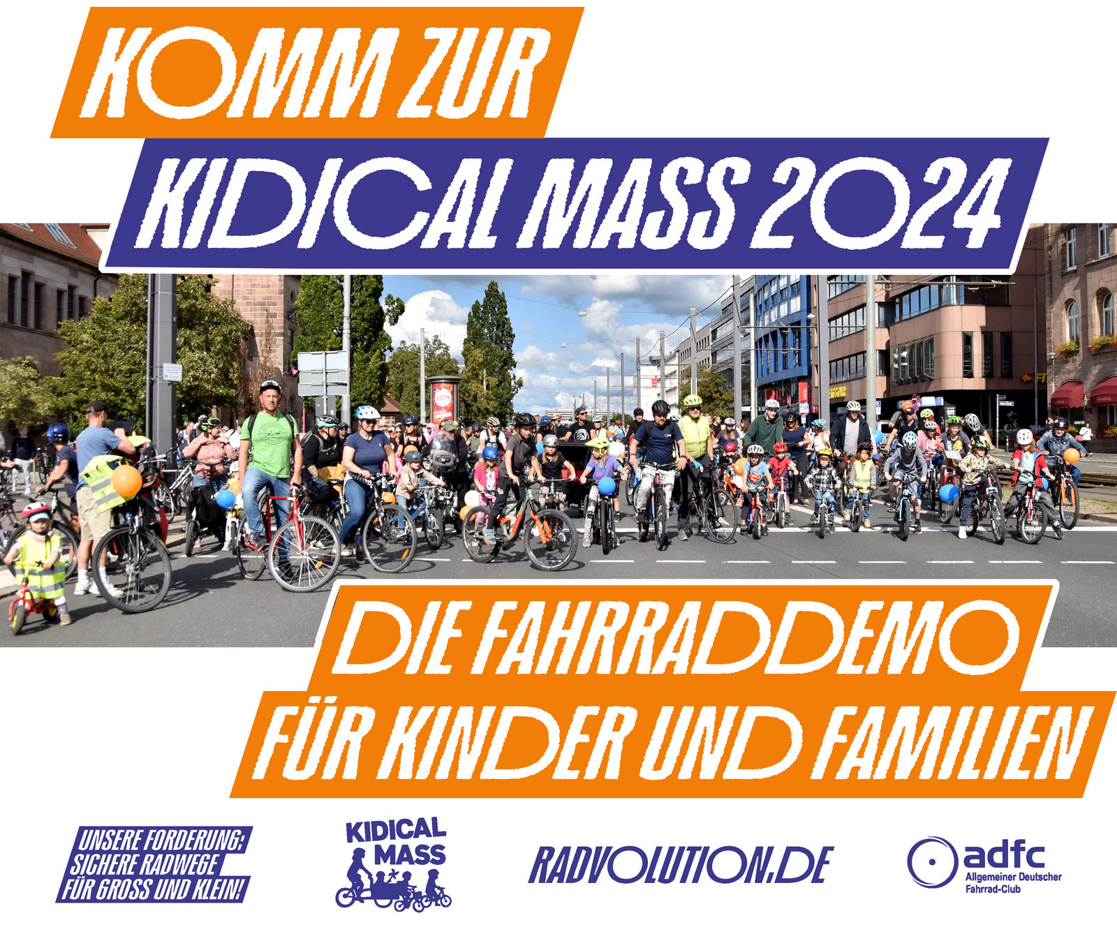 Kidical Mass Nürnberg fährt auf Hauptbahnhof zu