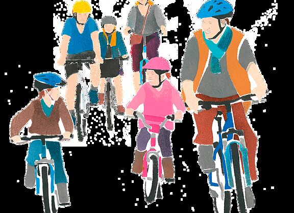 Radfahren Gruppe Illustration Radfahren Gruppe Illustration